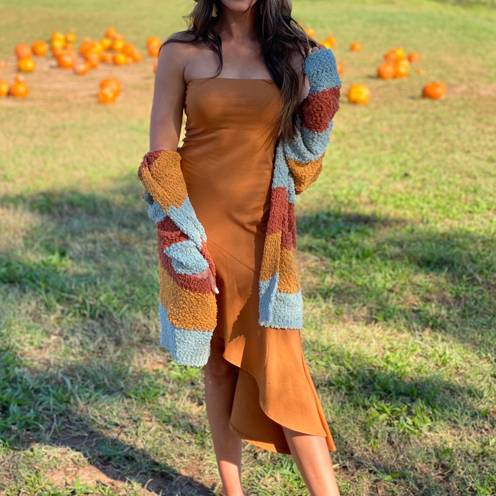 Burnt Orange Strapless Dress